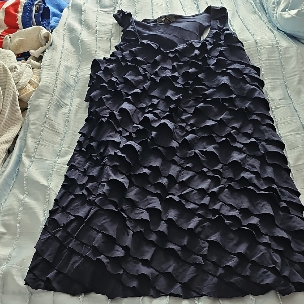 Elegant Navy Ruffle Dress